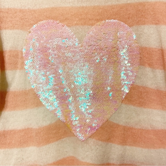 Wildfox White Label Brigitte Lakehouse Striped Sequin Heart Short sleeve Sweater - Picture 7 of 7